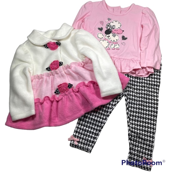 NWT Color Block Coat, Graphic Tee And Leggings Size 18M
